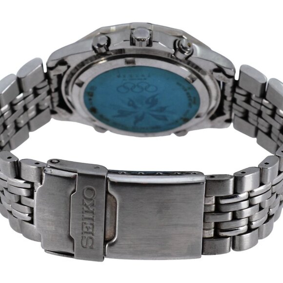 Rare Men's Seiko Chronograph Alarm 1998 Nagono Olympics Yellow Watch 7T32-7C70! - Picture 7 of 11